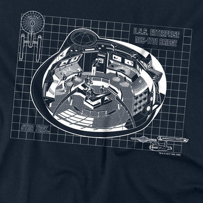 Navy - Back - Star Trek Unisex Adult Bridge Print T-Shirt