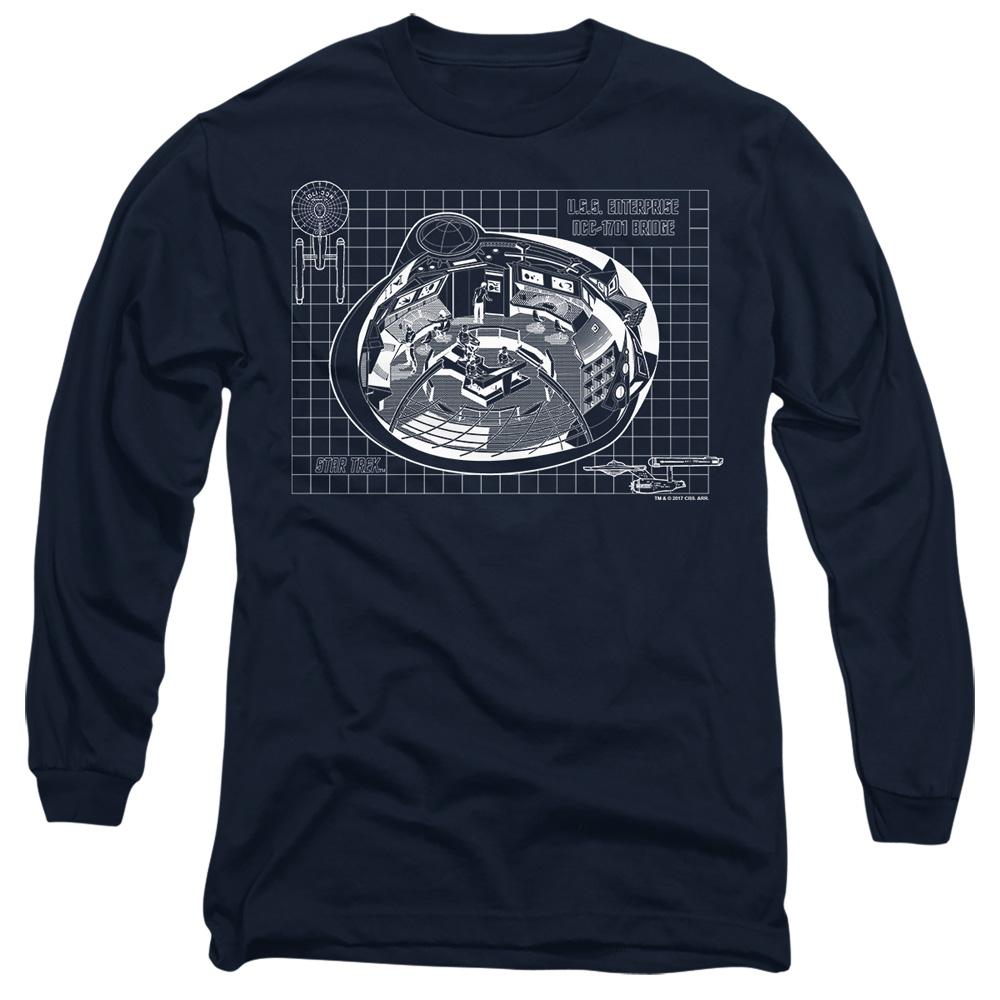 Navy - Side - Star Trek Unisex Adult Bridge Print T-Shirt
