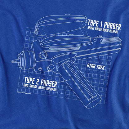 Royal Blue - Back - Star Trek Unisex Adult Phaser Plans T-Shirt