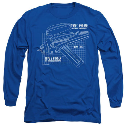 Royal Blue - Side - Star Trek Unisex Adult Phaser Plans T-Shirt