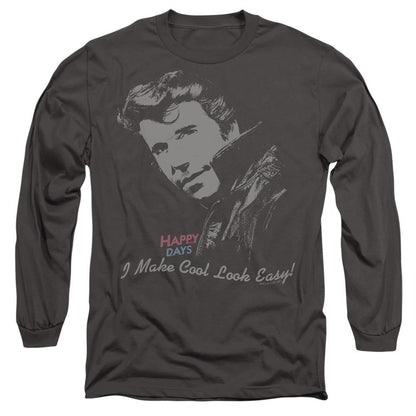 Charcoal - Side - Happy Days Unisex Adult Cool The Fonz T-Shirt