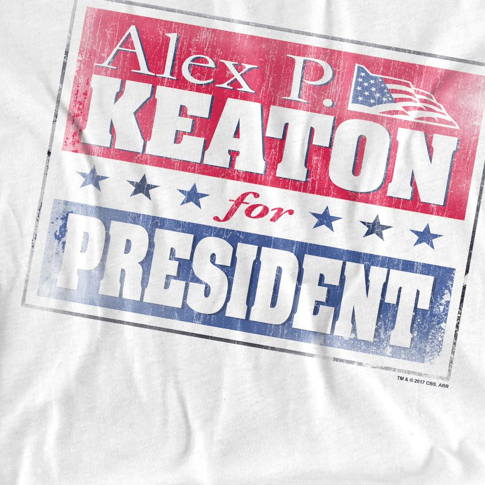 White - Side - Family Ties Unisex Adult Alex for President T-Shirt