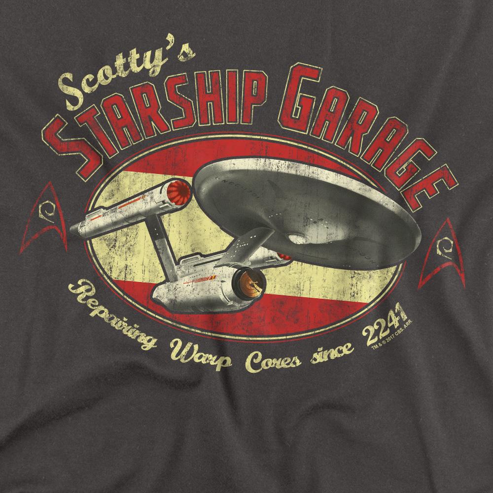 Charcoal - Back - Star Trek Unisex Adult Scotty´s Garage T-Shirt