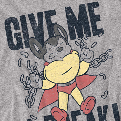 Sport Heather - Back - Mighty Mouse Unisex Adult Give Me a Break T-Shirt
