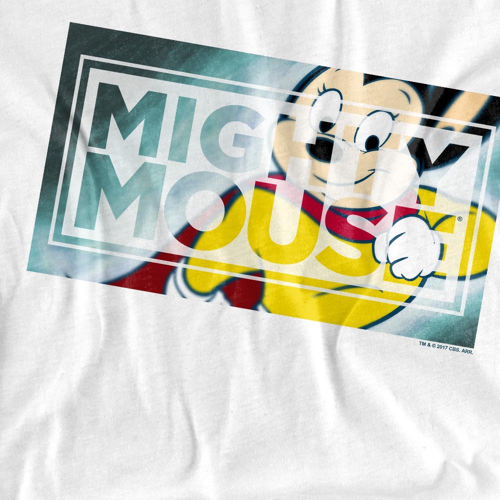 White - Back - Mighty Mouse Unisex Adult Mighty Rectangle T-Shirt