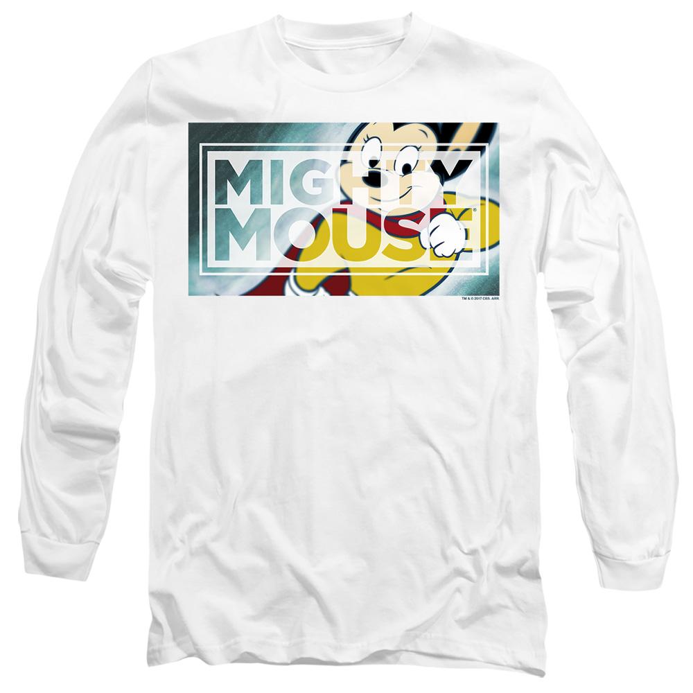 White - Side - Mighty Mouse Unisex Adult Mighty Rectangle T-Shirt