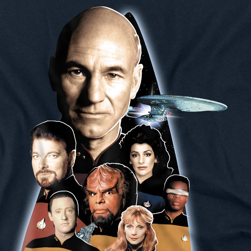 Navy - Back - Star Trek Unisex Adult Next Generation Crew T-Shirt