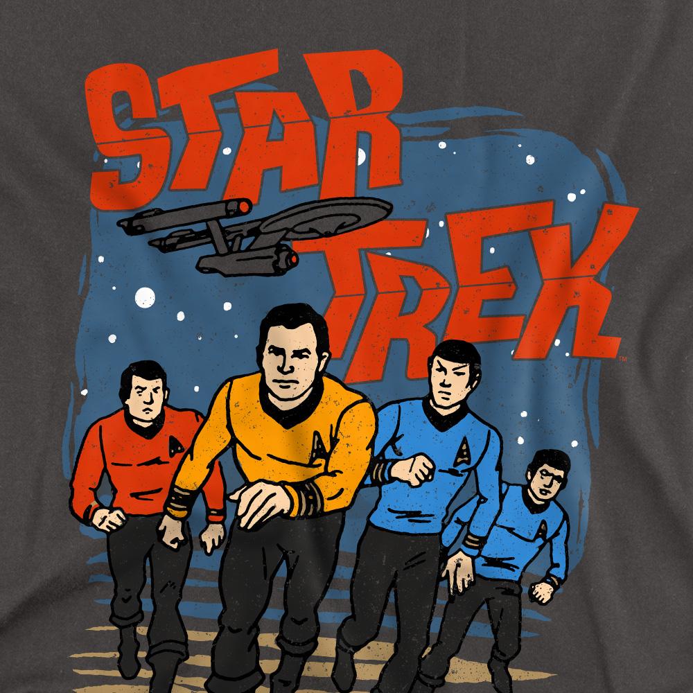 Charcoal - Back - Star Trek Unisex Adult Run Forward T-Shirt