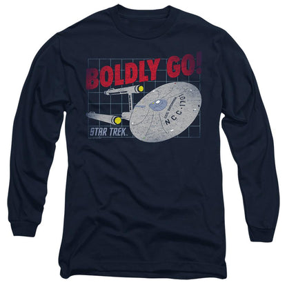 Navy - Side - Star Trek Unisex Adult Boldly Go T-Shirt