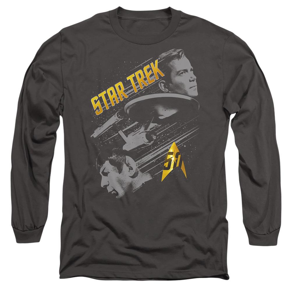 Charcoal - Side - Star Trek Unisex Adult 50 Year Frontier T-Shirt