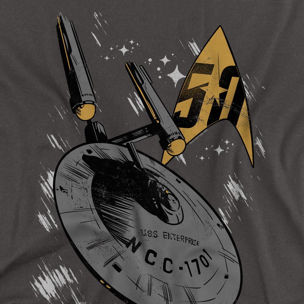 Charcoal - Back - Star Trek Unisex Adult Enterprise Dash T-Shirt