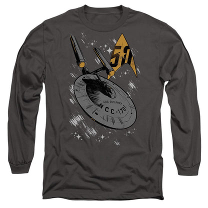 Charcoal - Side - Star Trek Unisex Adult Enterprise Dash T-Shirt