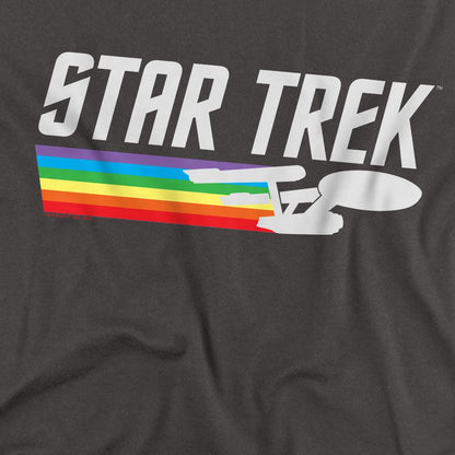 Charcoal - Back - Star Trek Unisex Adult Rainbow Trail T-Shirt