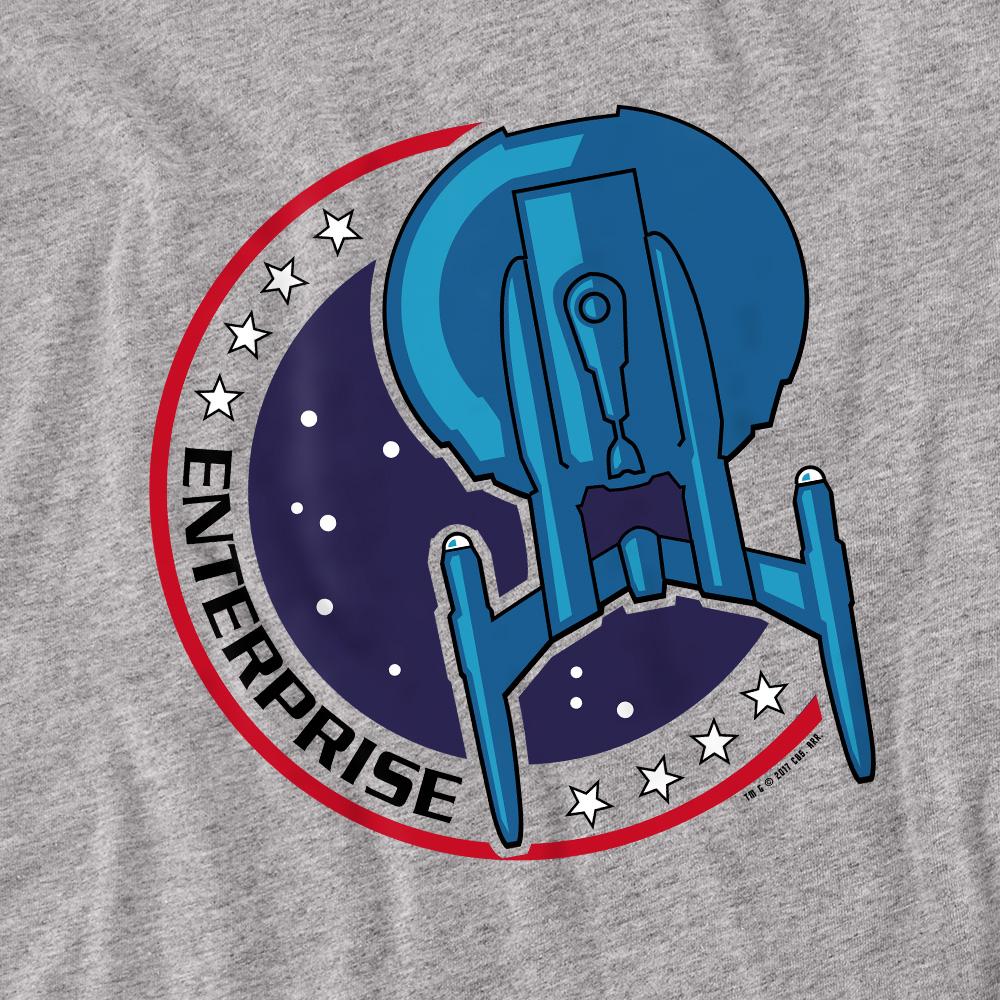 Sport Heather - Back - Star Trek Unisex Adult Enterprise Patch T-Shirt