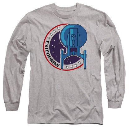 Sport Heather - Side - Star Trek Unisex Adult Enterprise Patch T-Shirt