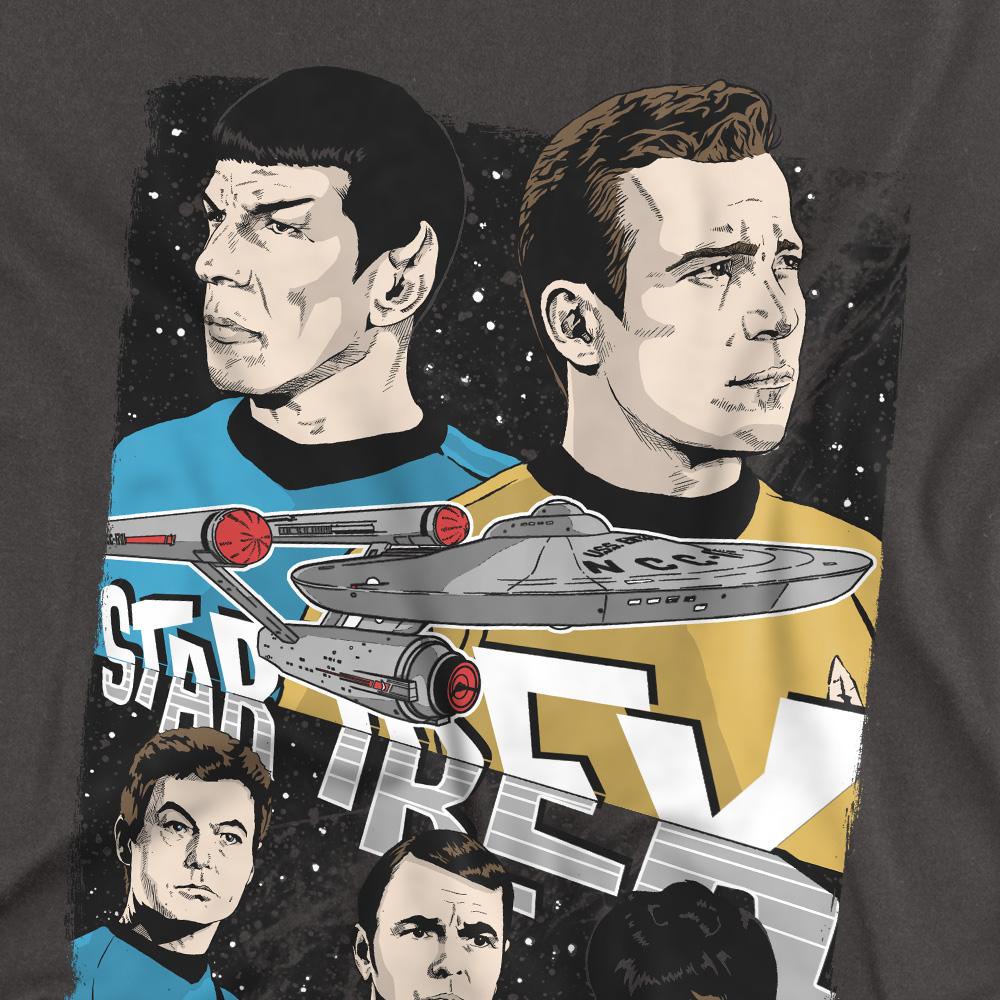 Charcoal - Back - Star Trek Unisex Adult Illustrated Crew T-Shirt