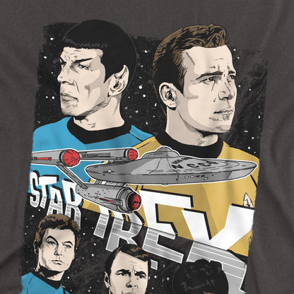 Charcoal - Back - Star Trek Unisex Adult Illustrated Crew T-Shirt
