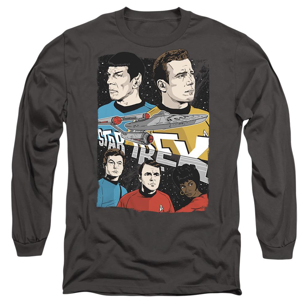 Charcoal - Side - Star Trek Unisex Adult Illustrated Crew T-Shirt