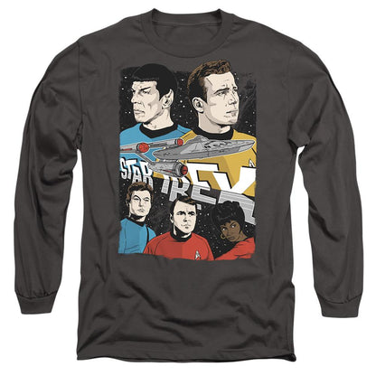 Charcoal - Side - Star Trek Unisex Adult Illustrated Crew T-Shirt