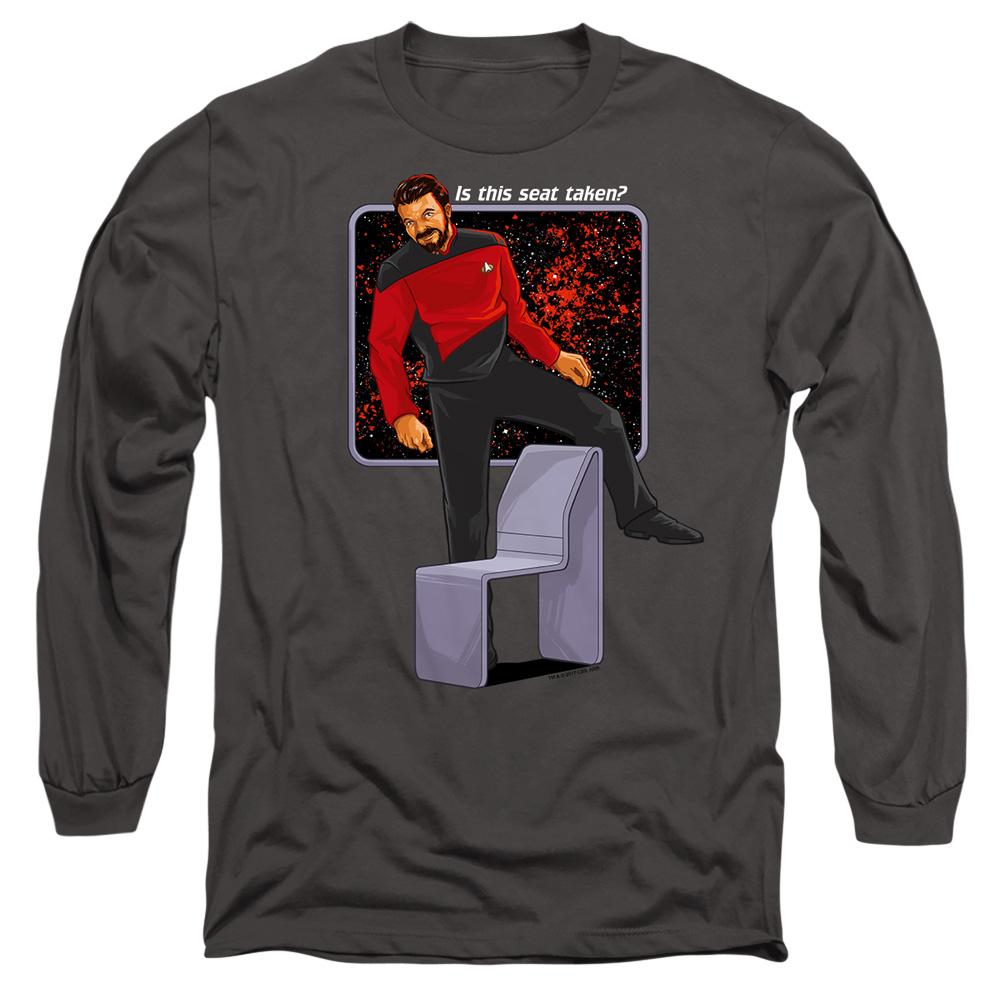 Charcoal - Side - Star Trek Unisex Adult Is This Seat Taken T-Shirt