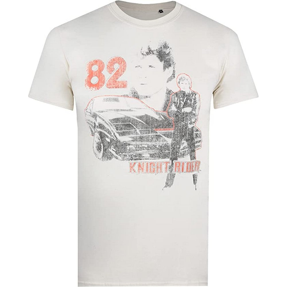 Natural - Front - Knight Rider Mens 82 Cotton T-Shirt