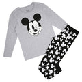 Grey-Black-White - Front - Disney Womens-Ladies Mickey Mouse Wink Long Pyjama Set