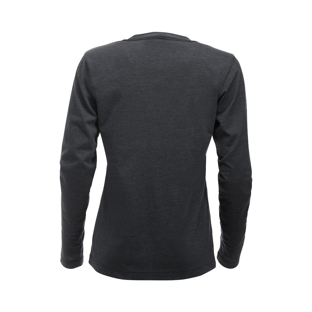 Anthracite - Back - Clique Womens-Ladies Orlando Melange Long-Sleeved T-Shirt