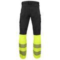 Yellow-Black - Back - Projob Unisex Adult Stretch Stripe High-Vis Work Trousers