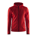 Bright Red-Black-Grey Melange - Front - Craft Mens Leisure Full Zip Hoodie