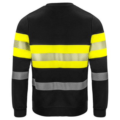 Yellow-Black - Back - Projob Mens Hi-Vis Work Sweatshirt