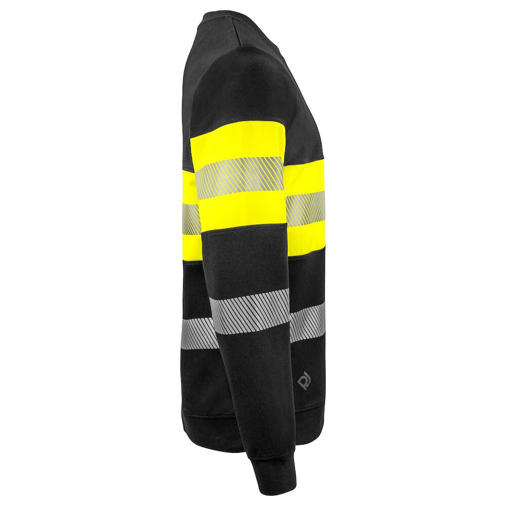 Yellow-Black - Side - Projob Mens Hi-Vis Work Sweatshirt
