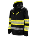 Yellow-Black - Pack Shot - Projob Mens Hooded Waterproof Hi-Vis Coat