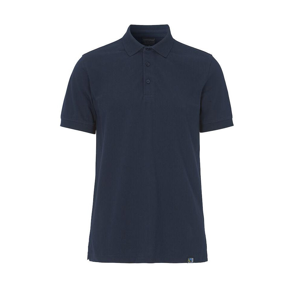 Navy - Back - Cottover Mens Pique Stretch Polo Shirt