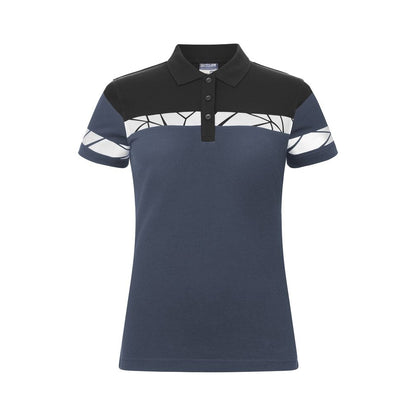 Navy-Black - Front - Projob Womens-Ladies Progression Pique Polo Shirt