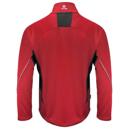Red - Back - Projob Mens Microfleece Jacket