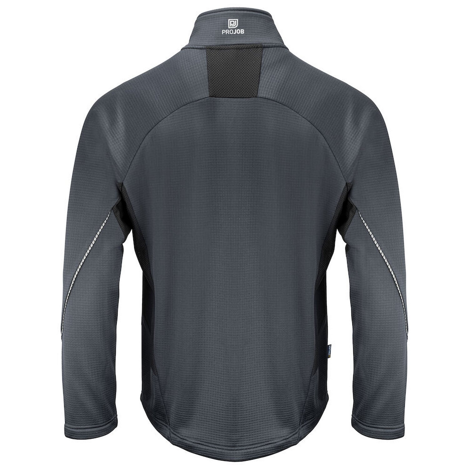 Grey - Back - Projob Mens Microfleece Jacket