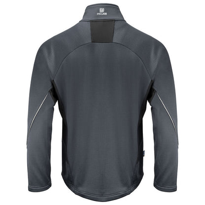 Grey - Back - Projob Mens Microfleece Jacket