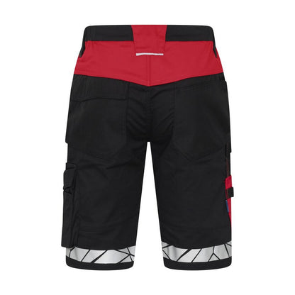 Black-Red - Back - Projob Mens Progression Work Shorts