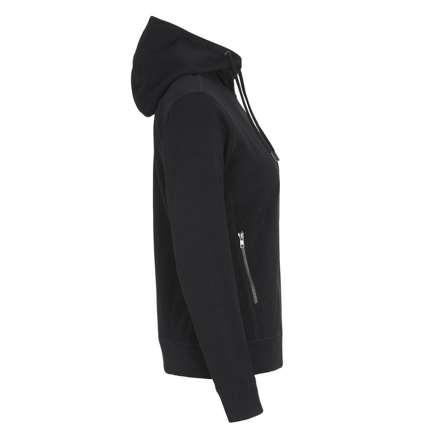 Black - Side - Cottover Womens-Ladies French Terry Full Zip Hoodie