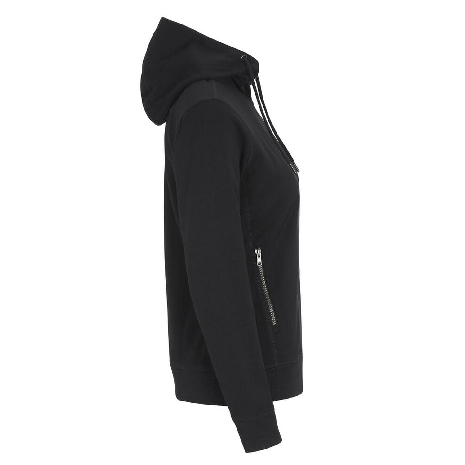 Black - Side - Cottover Womens-Ladies French Terry Full Zip Hoodie