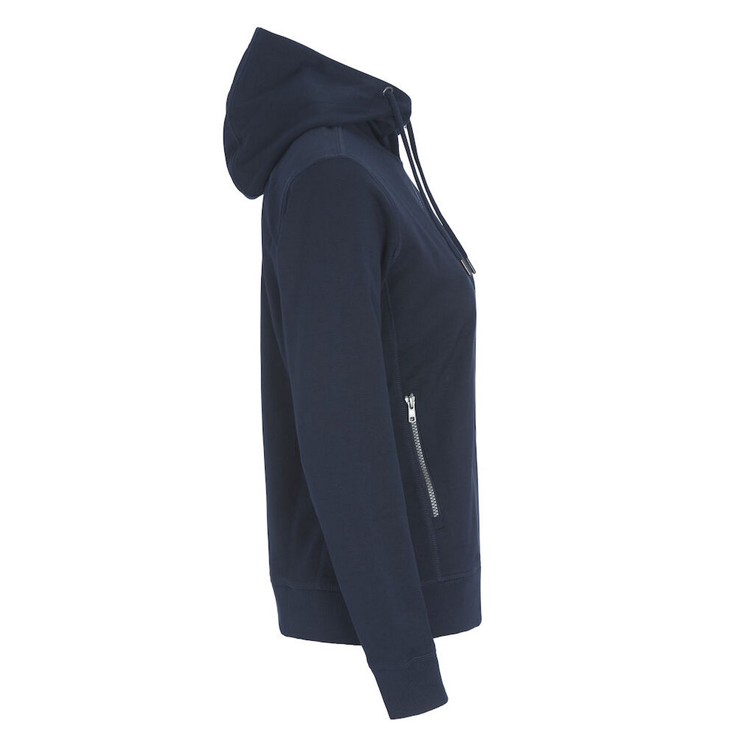 Navy - Side - Cottover Womens-Ladies French Terry Full Zip Hoodie