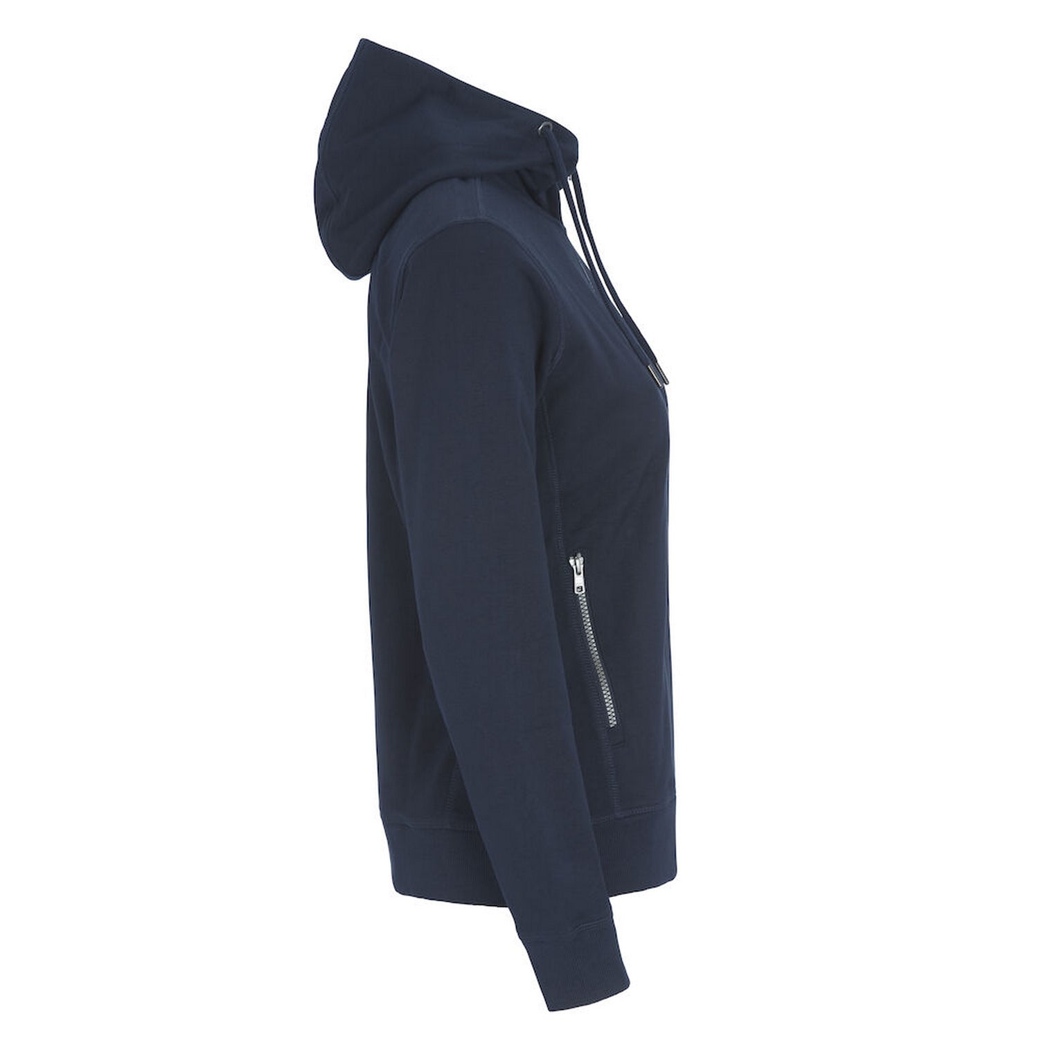 Navy - Side - Cottover Womens-Ladies French Terry Full Zip Hoodie