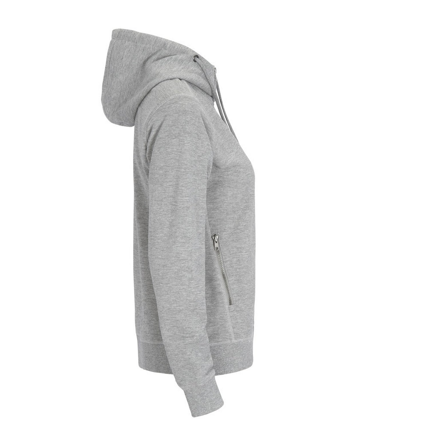 Grey Melange - Side - Cottover Womens-Ladies French Terry Full Zip Hoodie
