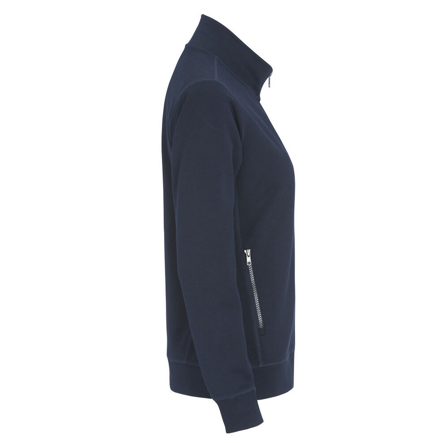 Navy - Side - Cottover Womens-Ladies French Terry Full Zip Jacket