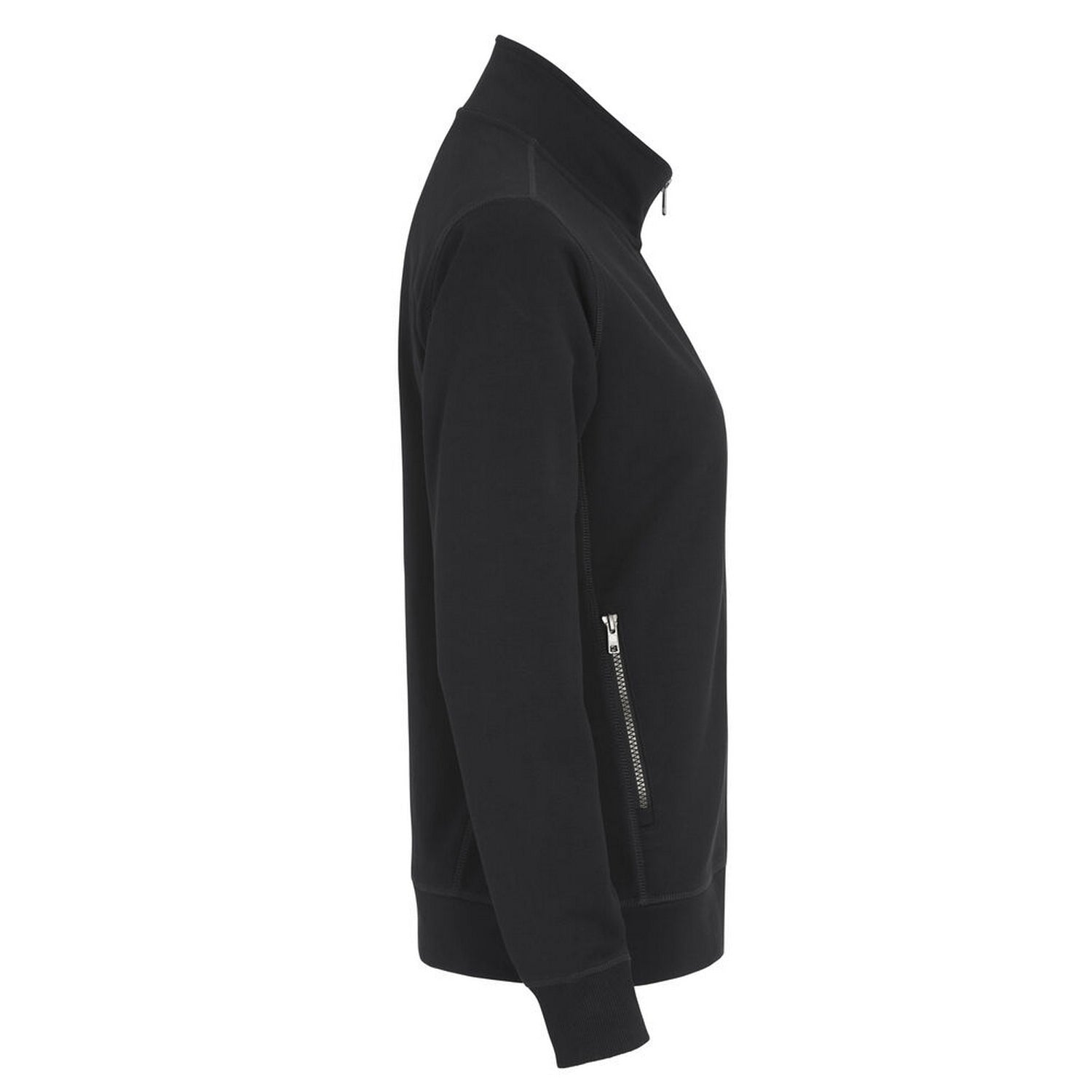 Black - Side - Cottover Womens-Ladies French Terry Full Zip Jacket