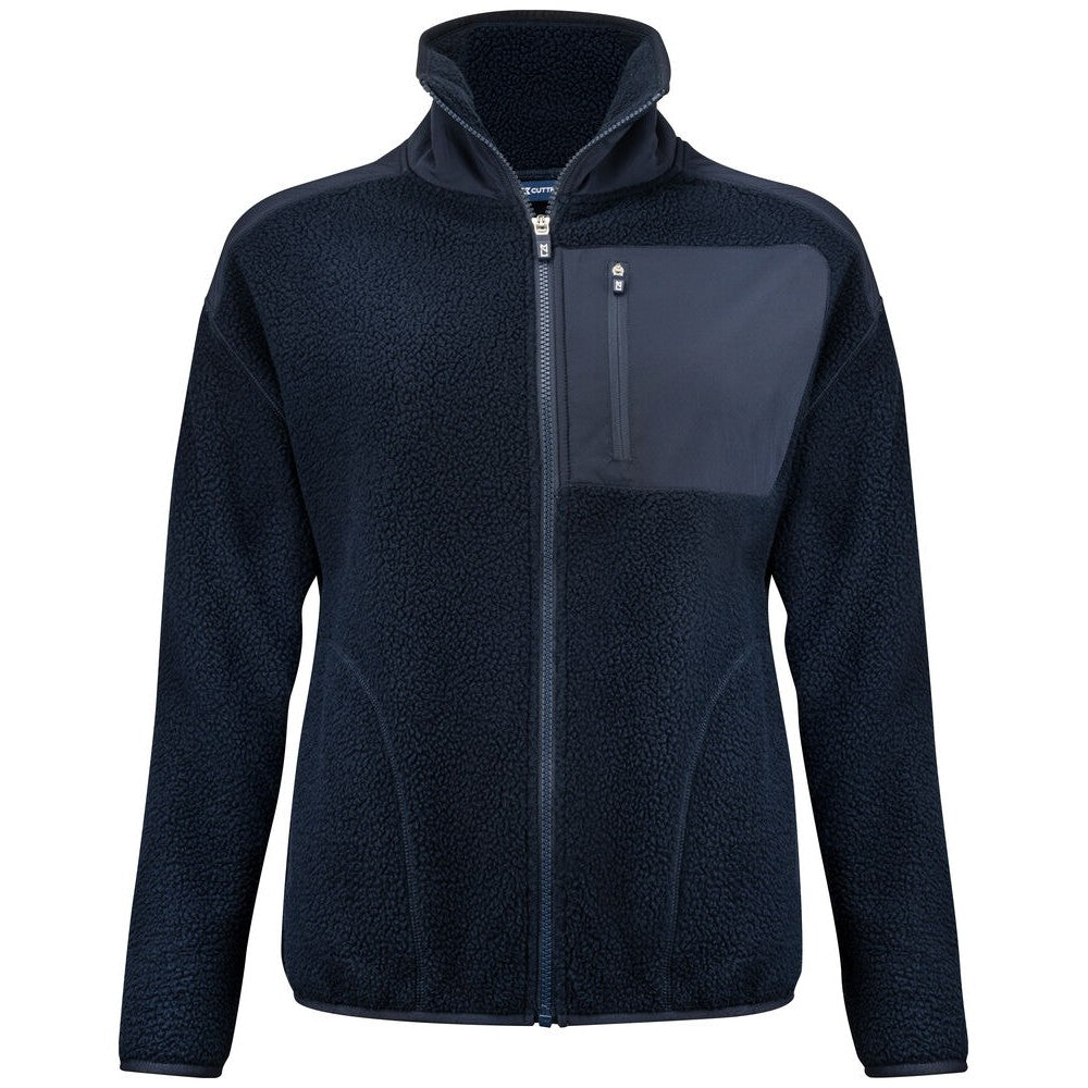 Dark Navy - Front - Cutter & Buck Womens-Ladies Cascade Sherpa Fleece Jacket