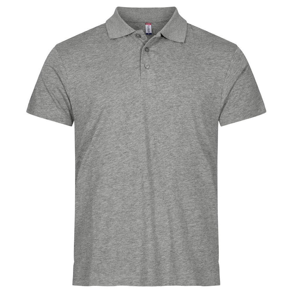 Grey Melange - Front - Clique Unisex Adult Single Jersey Polo Shirt