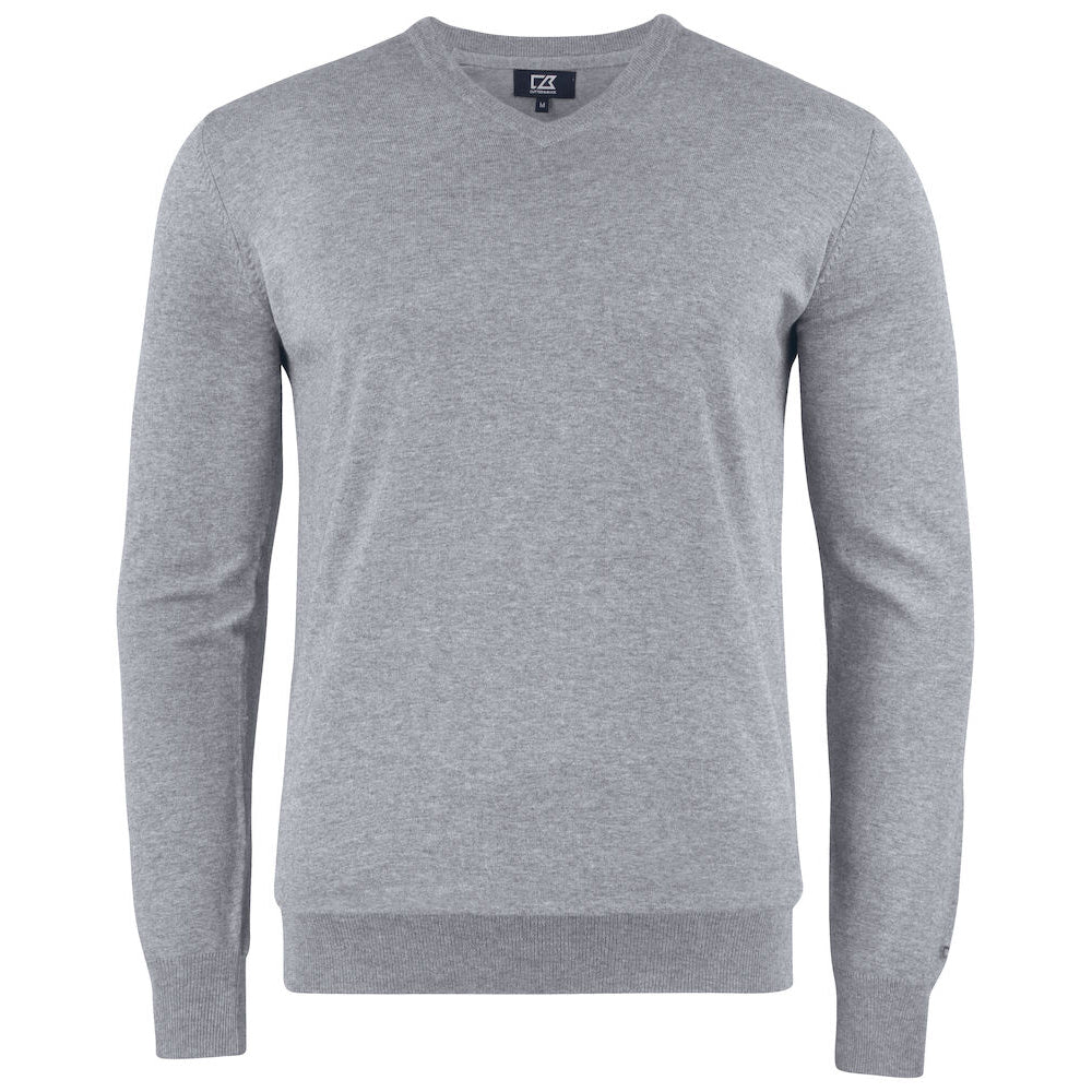 Grey Melange - Front - Cutter & Buck Mens Oakville V Neck Sweatshirt