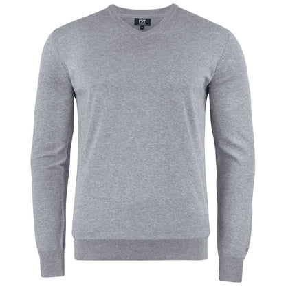 Grey Melange - Front - Cutter & Buck Mens Oakville V Neck Sweatshirt