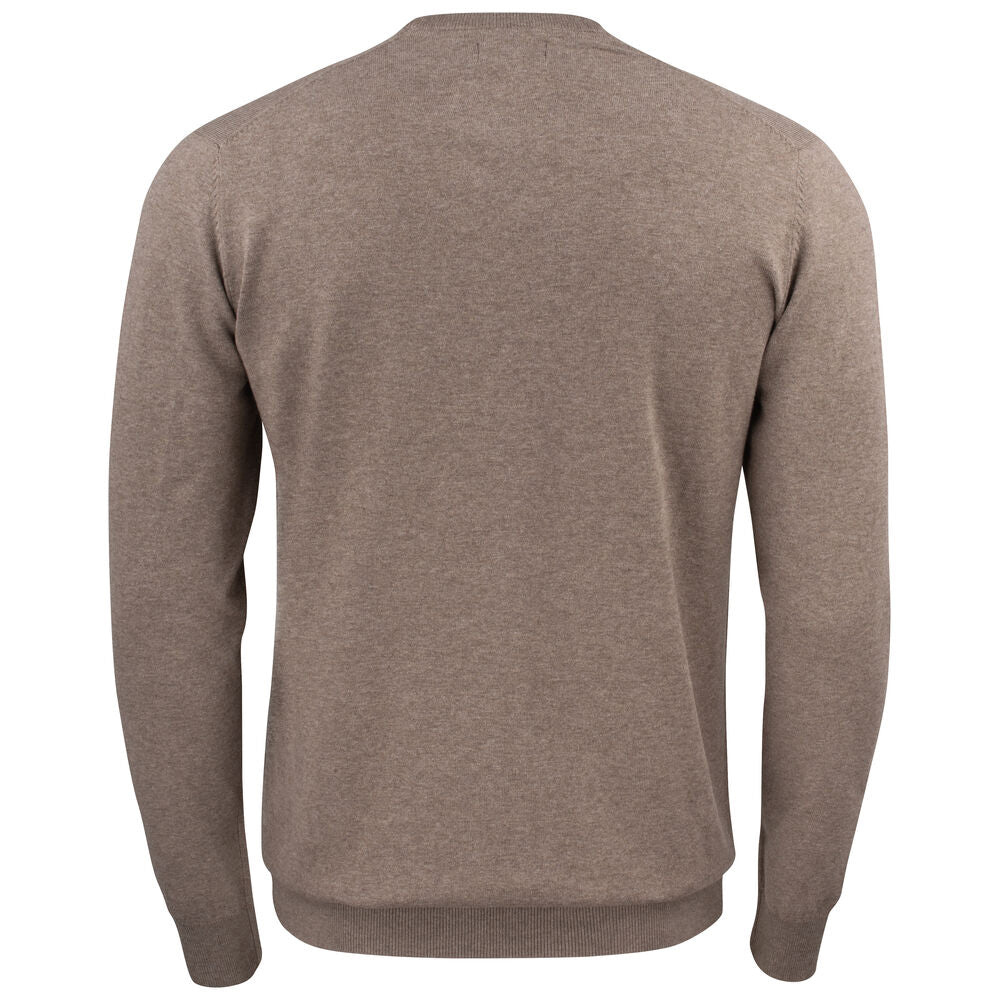 Nougat Melange - Back - Cutter & Buck Mens Oakville V Neck Sweatshirt
